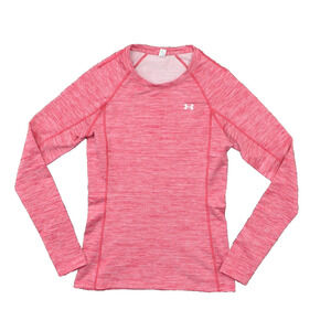 Under Armour Women's Size M Basic Long Sleeve Pink Cotton Round Neck Gym